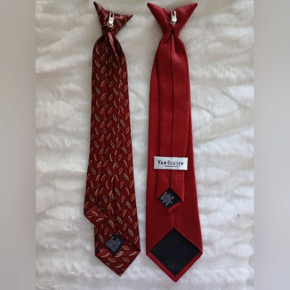 Red Boy's Clip On Tie Set